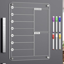 Magnetic Acrylic Fridge Weekly Planner Board 13x9 Meal Menu Calendar Dry Erase