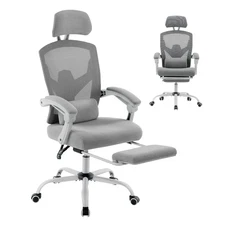 Ergonomic Office Chair with Retractable Footrest & Lumbar Support Pillow