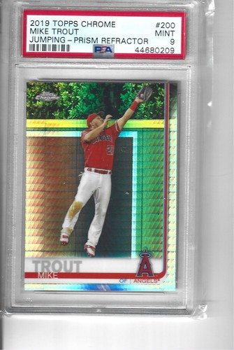 2019 TOPPS CHROME JUMPING -PRISM REF MIKE TROUT PSA9