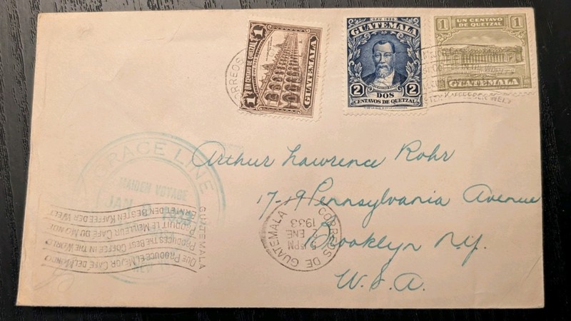 ++ GUATEMALA 1933 COVER GRACE line Maiden Voyage to USA Envelope Lot Collection