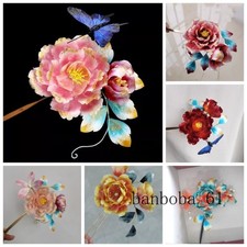 Peony Hairpin Velvet Flowers Hanfu Hairpin Handmade Accessories Headwear Jewelry