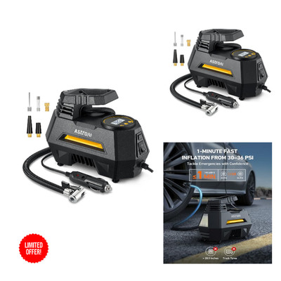 AstroAI Auto Luftpumpe 12V DC LCD Display Digital Tragbar