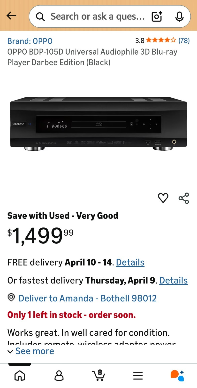 Oppo BDP-95  - MINT Audiophile Universal Disc Player - 3D Blu-Ray + DVD + SACD