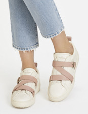 Valentino Garavani White Pink Leather Buckle Sneakers Studded Logo Women