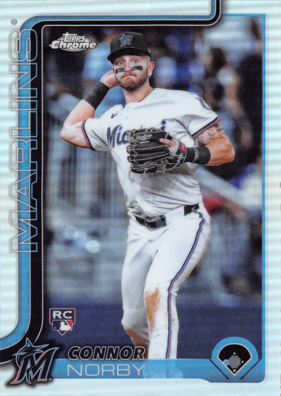 Connor Norby Miami Marlins 2025 Topps Chrome Refractor Rookie Card #199