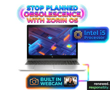 15.6 HP EliteBook Laptop: Intel i5 16GB RAM - 512GB NVME SSD Zorin O.S 