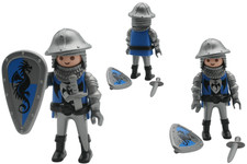 Playmobil RARO Cavaliere Scudo Drago Nero Blu Armatura Spada come nuovo