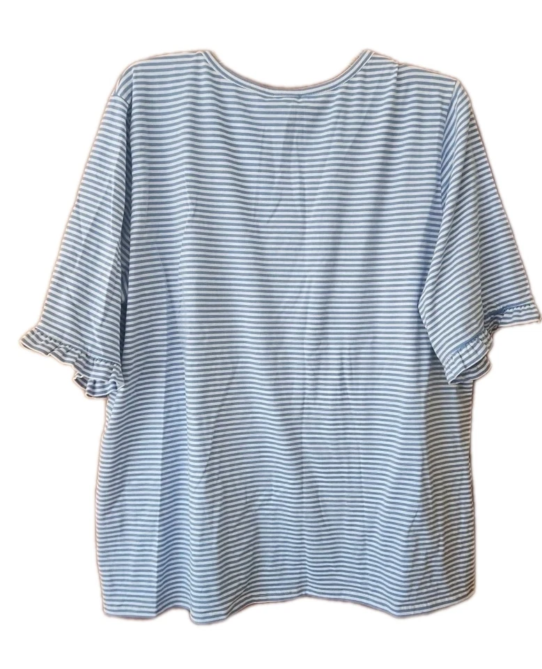Camiseta Jones New York Signature Algodón Dije Azul Rayas Mujer Talla Grande 3X Nueva con Etiquetas $89 Foto 2 de 4