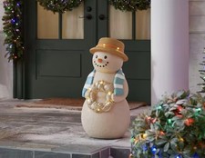 2026 HOME DEPOT ACCENTS 2.5 FT HAND PAINTED LED COASTAL SNOWMAN BLOW MOLD