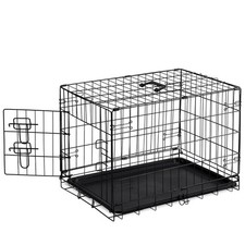 30 Inch Single Door Dog Crate, Metal Pet Kennel with Secure Lock, Foldable De...