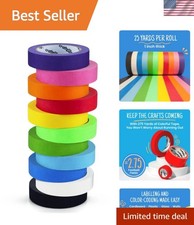 Colored Masking Tape - 11 Roll Multi- Pack, 825 Ft x 1 Inch - Colored Painter...