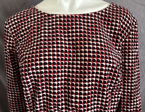 Boden Hannah Red Black Geo Polka Dot Corduroy Sheath Dress US 16L Excellent - Afbeelding 3 van 13