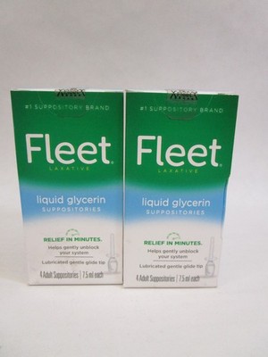 2 Pack Fleet Laxative Liquid Glycerin Suppositories 4 Adult Suppositories 7.5 ml