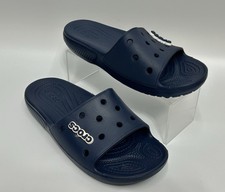 NEW Crocs Classic Slides Sandals M7/W9 Slip On Navy Blue Unisex Croc Logo Charm