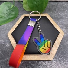 4.5  Silicone Rainbow Pride Wristlet Keychain Purse Backpack New Free Ship B771