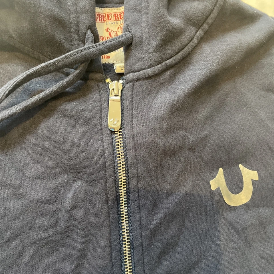 Sudadera con capucha True Religion para mujer clásica con logotipo de Buda azul cremallera completa talla grande Foto 3 de 4