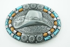 Cowgirl Hat Western Metal Belt Buckle