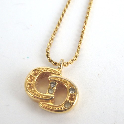 Authentic Christian Dior rhinestone Necklace metal[Used]