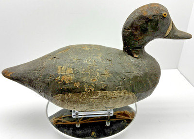 Early 1900s Seneca Lake Working Bluebill Hen Wooden Duck Decoy Vintage