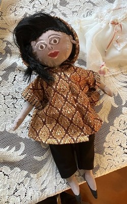 14 1/2. Inch doll And Extra Clothes Handmade From Cloth