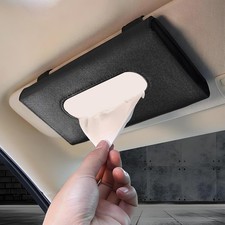 Car Tissue Holder, Leather Tissue Holder for Car Sun Visor, Rectangular Auto Sun