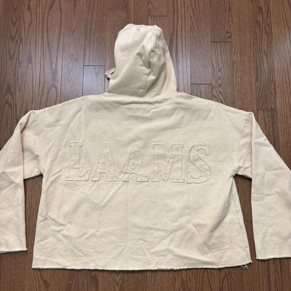 Moletom com capuz LAAMS NYC lona branco marfim masculino grande recortado tamanho grande Supreme Palace - Imagem 2 de 4