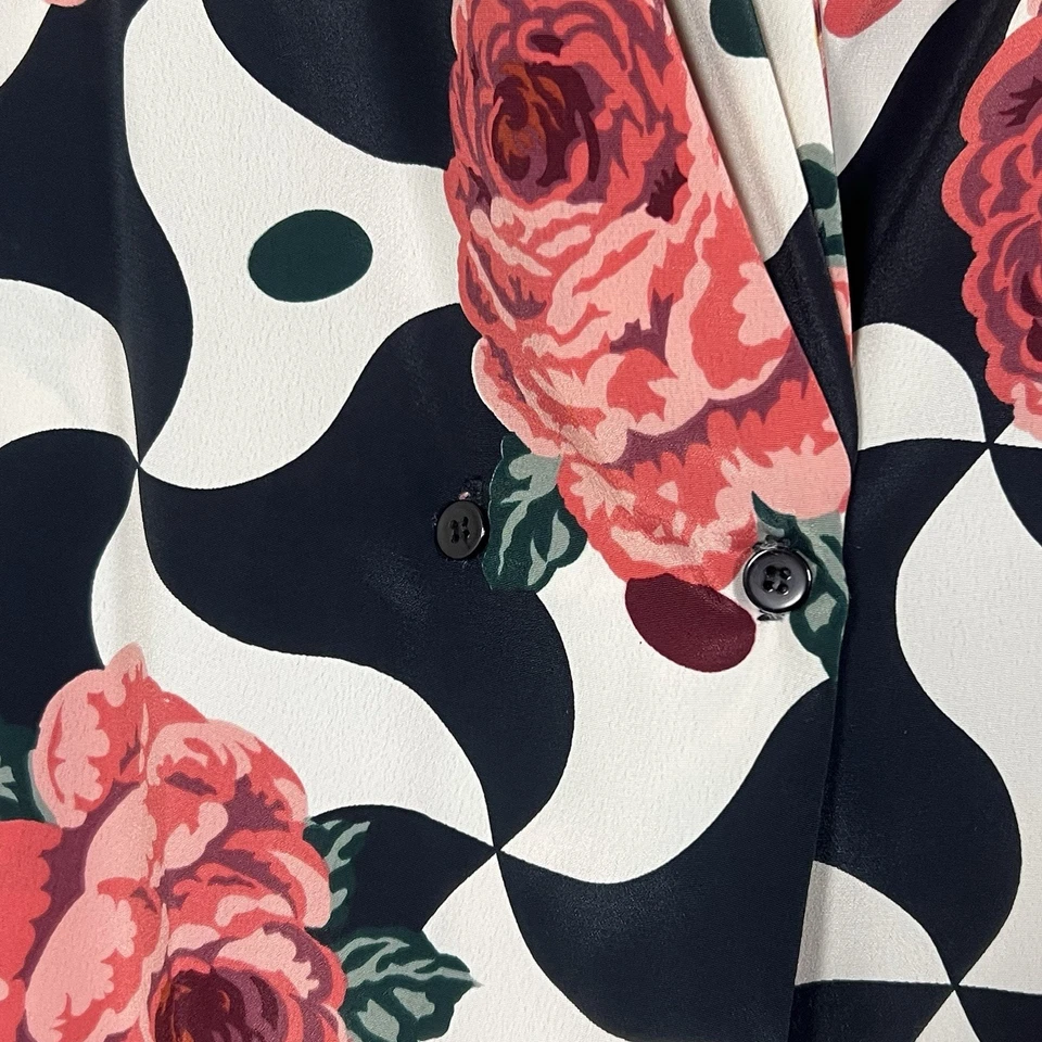 Blusa Impressions Of California Vintage Años 80 Floral/Geométrica Dbl Pechos 14 Foto 3 de 4