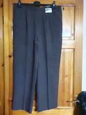 BM Collection Classic Leg Ladies Brown Size 16 Elasticated Back Trousers