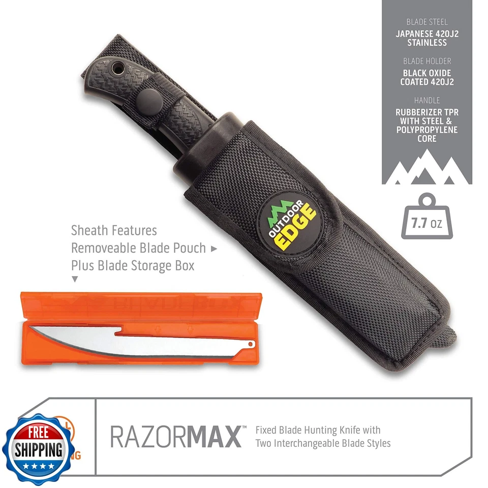 OUTDOOR EDGE RazorMax - Replaceable Fixed Blade Hunting Knife with 3.5" Drop- Foto 3 de 4