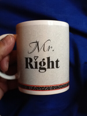 GANZ COFFEE MUGS MR & MRS RIGHT / WHITE W/BLACK 62923B