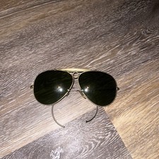 Vintage B L Ray-Ban USA 1/10 12K GF Shooter Aviator Sunglasses - Green Lenses