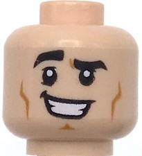 Lego New Light Flesh Minifigure Head Dual Sided White Teeth Half Smile Male