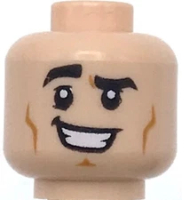 Lego New Light Flesh Minifigure Head Dual Sided White Teeth Half Smile Male 