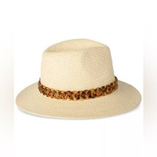 Michael Kors Women's Straw Chain-Detail Fedora