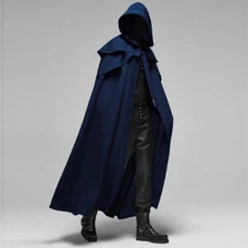 Medieval Knight Halloween Wizard Hooded Cloak Coat Gothic Long Cape Robe Cosplay