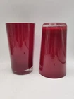 Vintage Pair Hand Blown  Anchor Hocking Ruby Red Clear Bottoms Tumblers 5.5"