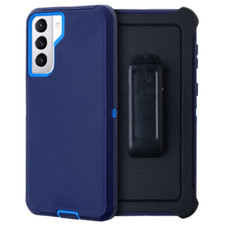 For Samsung S21 Plus 5G 6.7" Heavy Duty Case W/Clip Holster DARK BLUE/BLUE