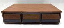 Medium Brown Cassette Tape Storage Case 42 Faux Wood Finish 3 Drawer
