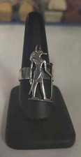 Unique Heavy Egyptian Sterling Silver God Anubis Ring Size 8 Made in Egypt
