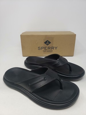 womens black sperry flip flops