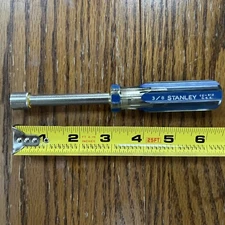 Vintage STANLEY 66-512 , 3/8" 6PT NUT DRIVER, Blue panel color, Made in USA