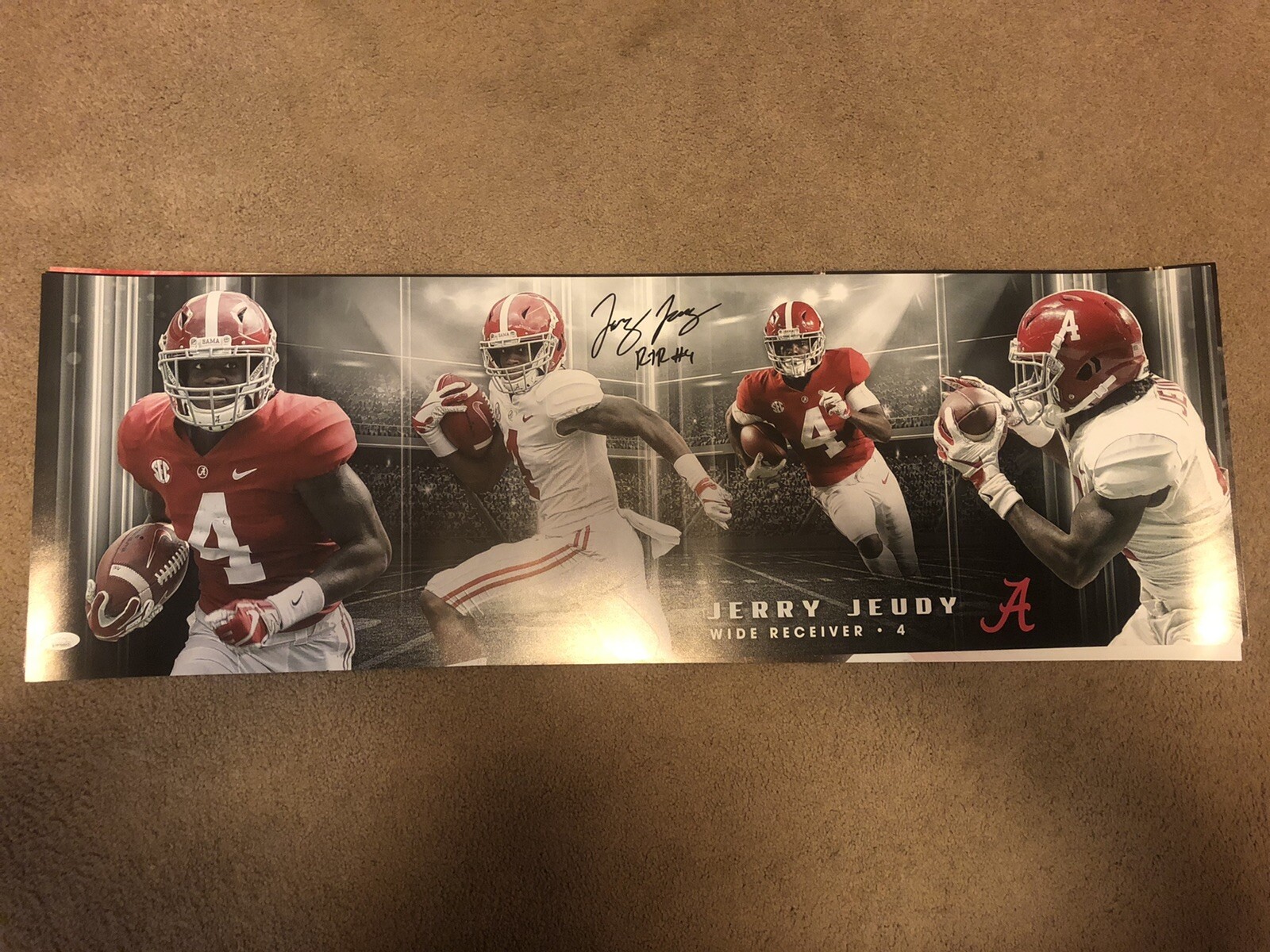 Jerry Jeudy Autographed Signed Alabama Crimson Tide / 12x36 Photo Football JSA 