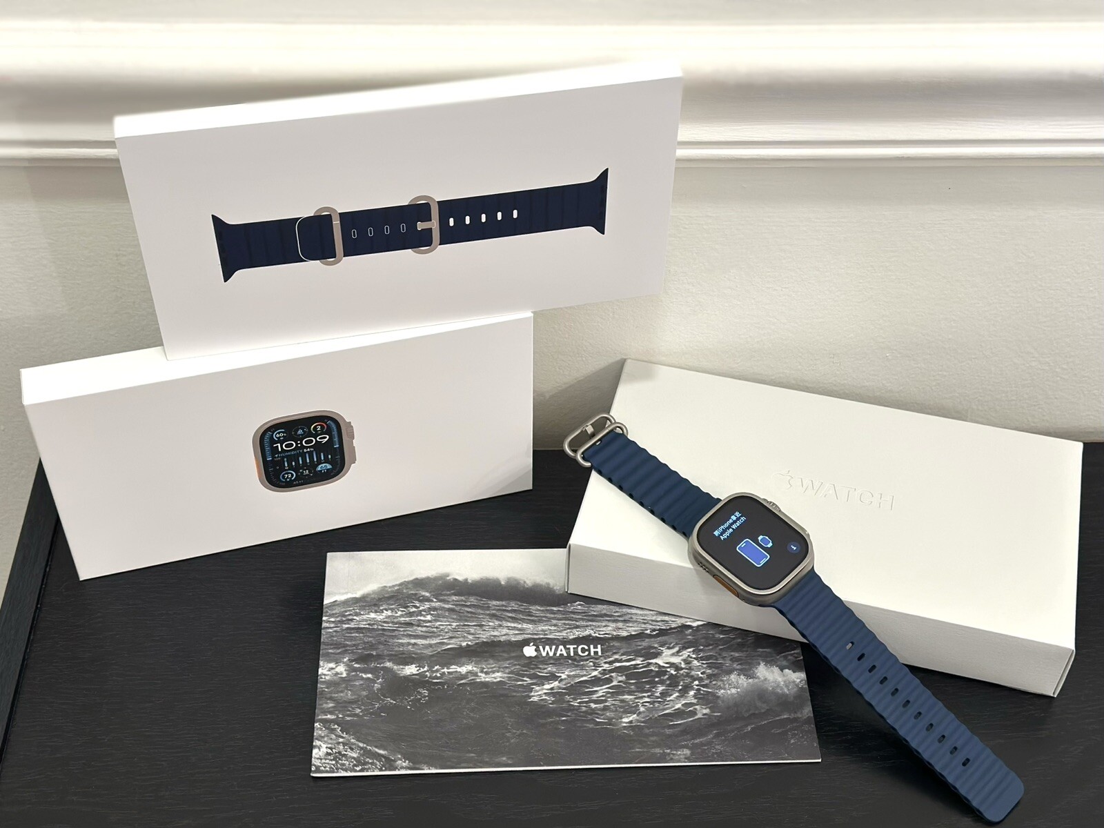 Apple Watch Ultra 2 (GPS+Cellular) 49mm Titanium Case with Navy Ocean Band-image