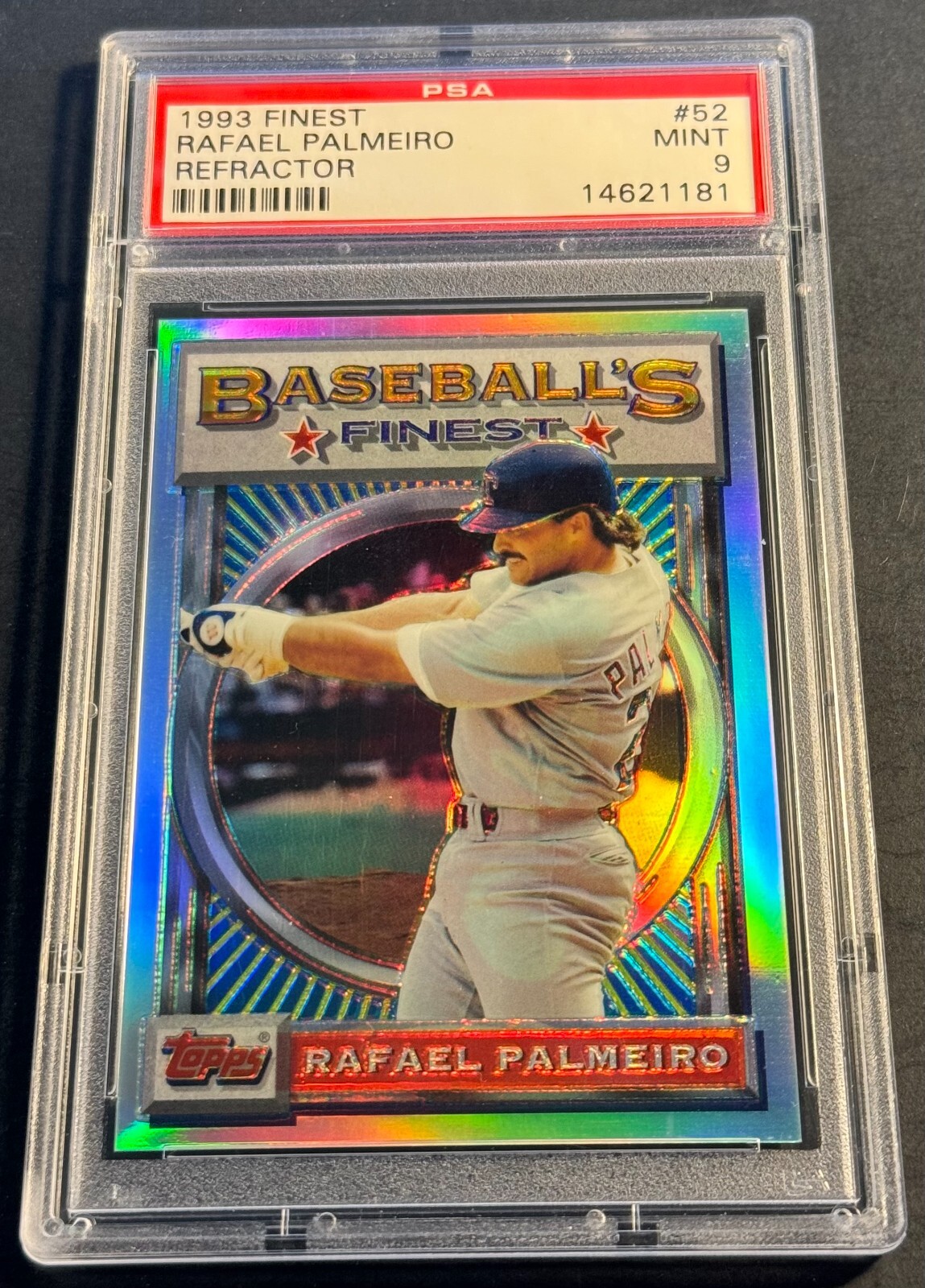 1993 RAFAEL PALMEIRO TOPPS FINEST REFRACTOR #52 PSA 9 RANGERS (181)