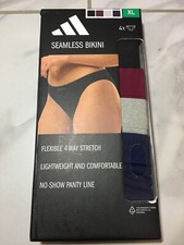Adidas 4-pack Women's Seamless Bikini, Size XLarge, Multi-Colors, Stretch, New