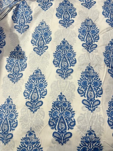 2.5 Yard Hand Block Print Handmade Cotton Indian Natural Sanganeri Print Fabric. - Picture 2 of 9