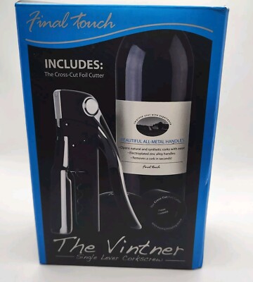 Final Touch The Vintner Single Lever Corkscrew New With Cross Cut Foil Cutter