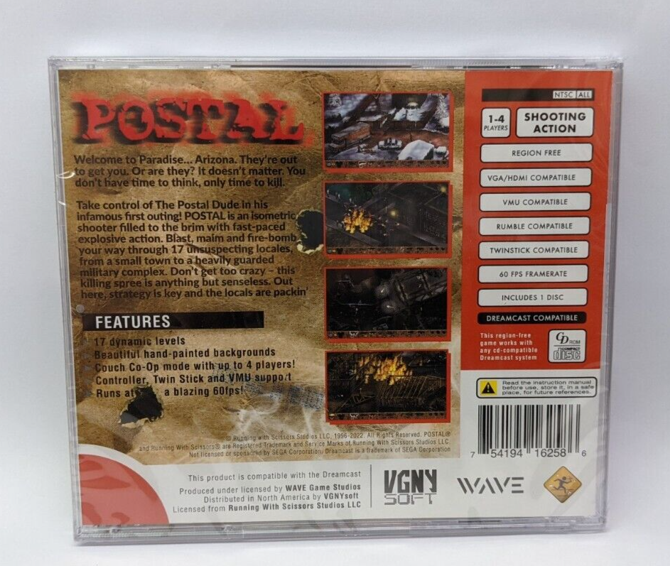 Postal Sega Dreamcast VGNYSOFT New Factory sealed US