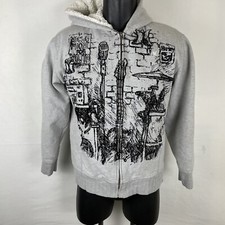 Hurley SHERPA Gray Heather Logo Zip Up Hoodie Sweatshirt Size Youth XL 18/20