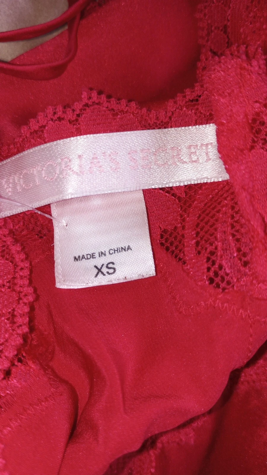 UNDERCOVER Abito Vintage Victorias Secret ?% Seta Raso Rosso Pizzo Y2k Chemise Nighty XS Sexy 03